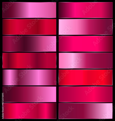 Rose gold gradient backgrounds collection. Pink metallic textures set. metallic pink gradient