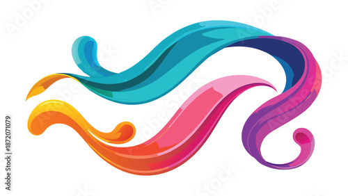 A collection of colorful, undulating lines displayed on a white backdrop..eps