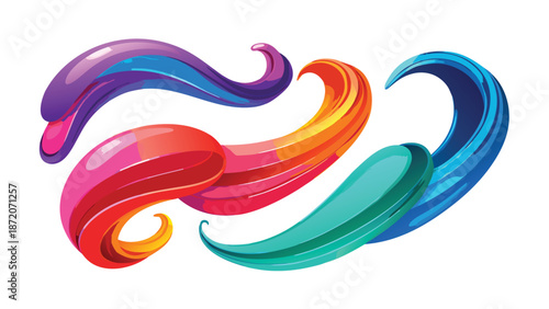 Vibrant wavy lines in multiple colors on a plain white background..eps