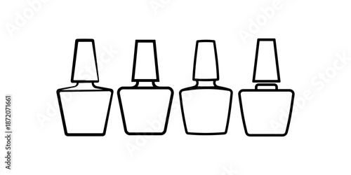 Nail polish bottle collection icons showing various glass containers for manicure product