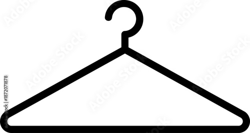 Clothes hanger icon with outline style design. Clothing storage symbol. Black and white vector illustration for interface, app, web