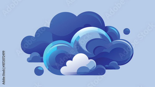 clouds of varying sizes and colors, showcasing a mix of white, gray, and blue hues against a clear sky..eps