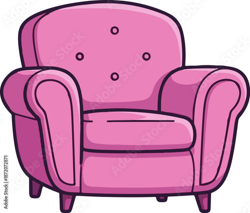 A plush pink armchair with tufted details and rolled arms, perfect for cozy relaxation