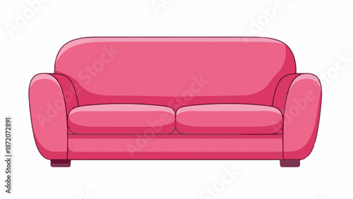 A plush, vibrant pink loveseat with a rounded, inviting design