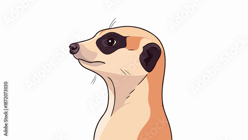 A profile illustration of a meerkat's head and upper body