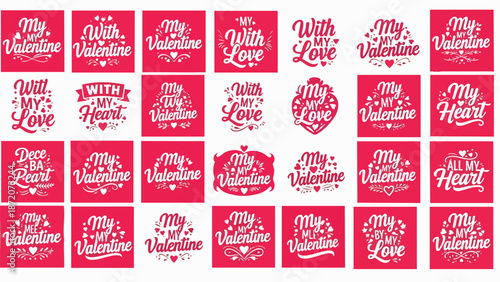 Beautiful collection of Valentine's Day lettering and typography designs for romantic celebrations, expressing love and affection with stylish fonts and artistic calligraphy suitable for cards