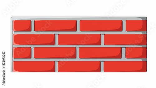 A row of red bricks with gray mortar, forming a wall