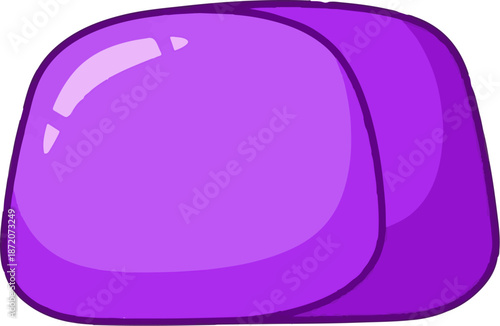 A purple, round, jelly-like object with a shiny surface and darker shading