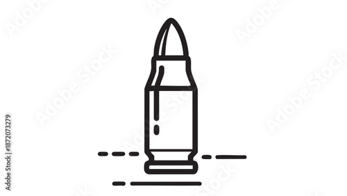 A bullet is illustrated in a simple line drawing style