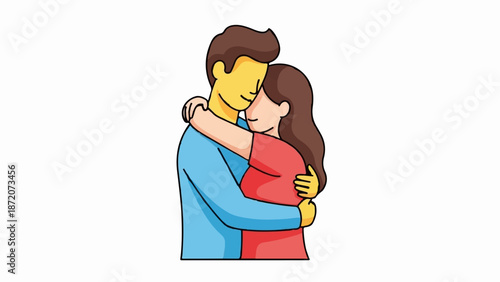 A heartwarming illustration depicts a couple in a loving embrace, their bodies entwined