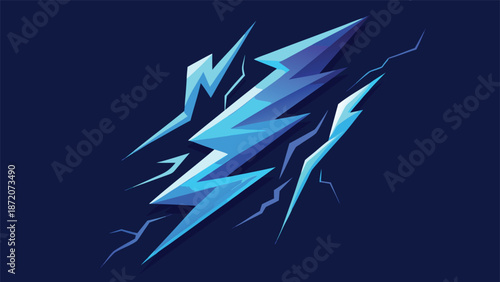 A simple vector illustration of a lightning bolt in a bold, angular design against a plain background..eps