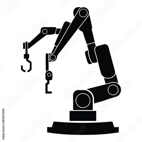 Industrial robot arm in action isolated on white background, Vector