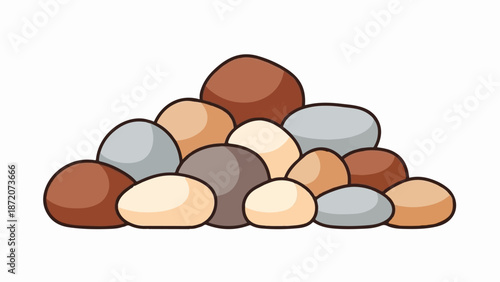 A pile of smooth, rounded stones in earthy tones