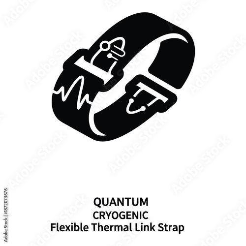 Quantum cryogenic flexible thermal link strap isolated on white background, Vector