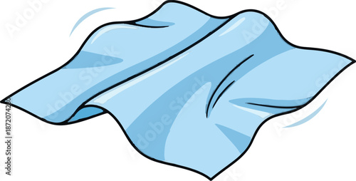 A light blue cloth or fabric is depicted, shown fluttering and rippling with gentle movement