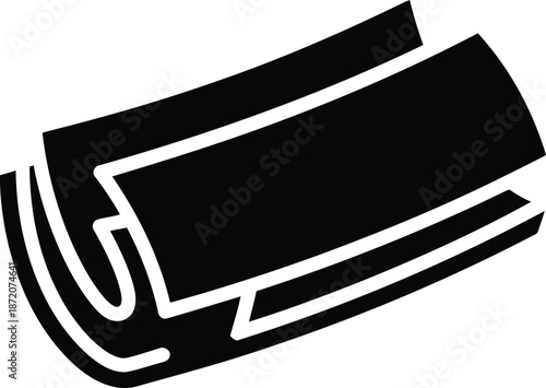 Black and white rolled paper isolated on white background, Vector