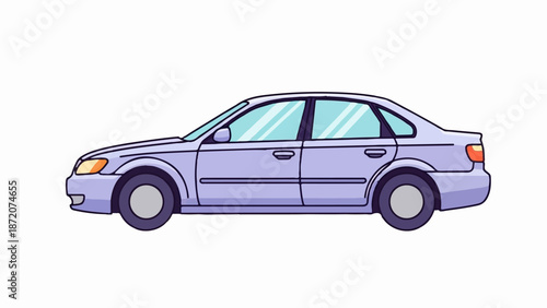 A light purple, four-door sedan is depicted in profile against a white background