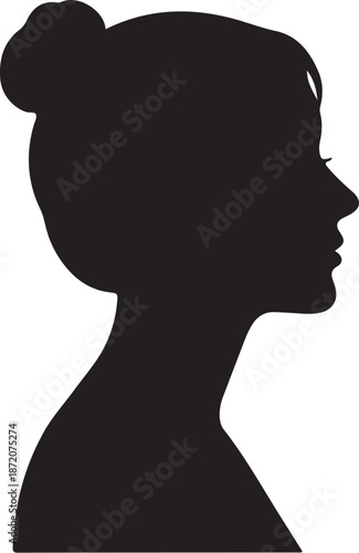 Silhouette of a woman with hair in a bun profile