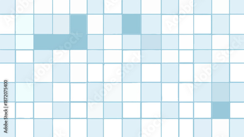 A geometric pattern of light blue and white squares with rounded corners, creating a soft grid