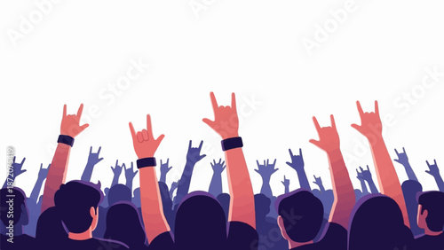 A diverse crowd of people joyfully raise their hands in celebration at a lively event