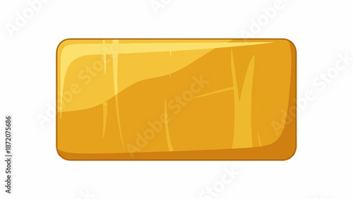 A gleaming golden rectangular bar with rounded corners, reflecting light