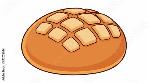 A golden-brown loaf with a diamond-patterned scored top, isolated on a white background