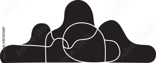 Minimalist illustration of connected people in black and white