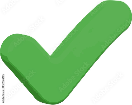 A green check mark with a subtle textured appearance and a light outline