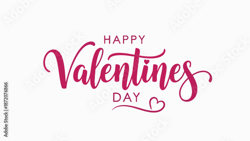 Happy Valentines Day Celebration Typography Design with Heart Symbol and Floral Elements for Romantic Greetings and Special Occasions