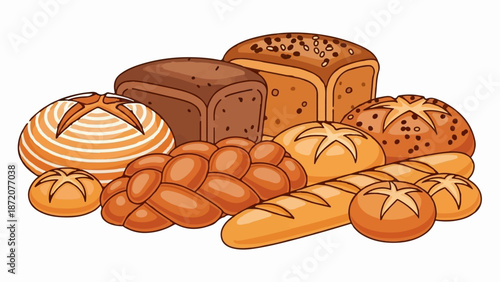 A delightful assortment of freshly baked breads, from loaves to rolls and braids