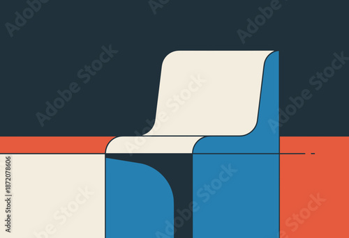Modern Abstract Chair Design in Bold Colors with Clean Lines and Minimalist Style