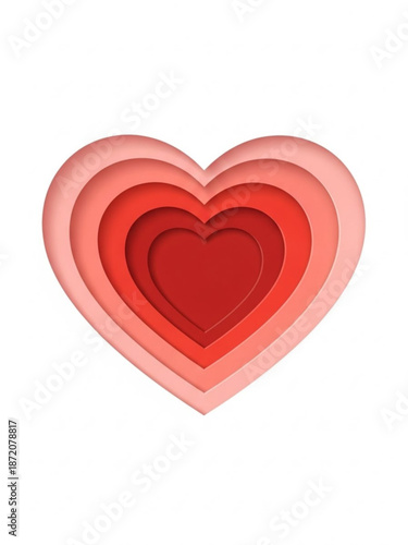 Layered heart shapes in red and pink colors for Valentine's Day  