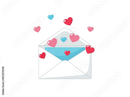 Love letter envelope with hearts symbolizing valentine's day  