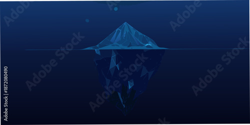 A solitary iceberg floats beneath a dark expansive ocean surface