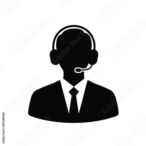 Customer service representative wearing headset in professional attire
