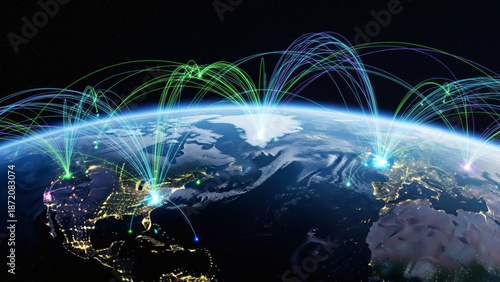 Foto Global Network Connectivity Earth Digital Communication.