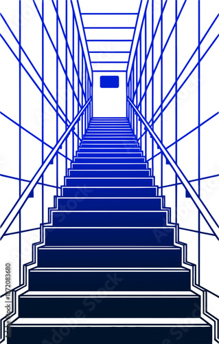 Climb the stairway to success with this vibrant blue staircase design element today