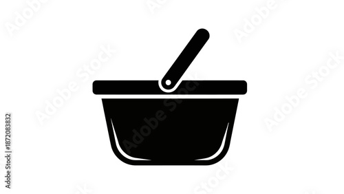 Vector graphic of a pot with a lid and utensil in a minimalist design