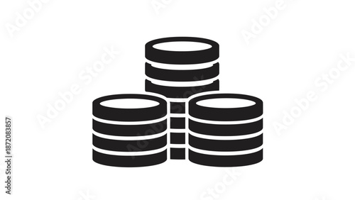 Vector illustration of stacked coins in a triangular formation on a white background