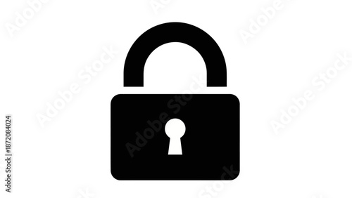 A simple black padlock icon on a white background