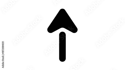 An upward-pointing arrow symbol on a plain white background