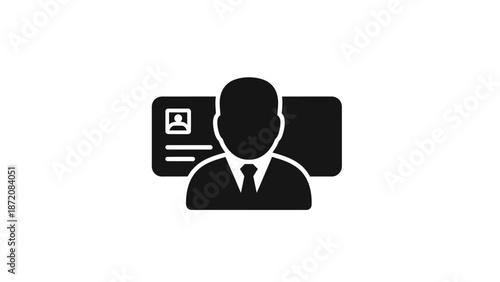 A professional person icon depicted in a simple vector graphic illustration
