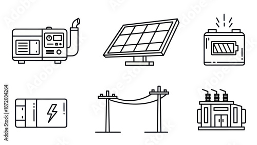 Renewable Energy Icons Set Modern Technology.