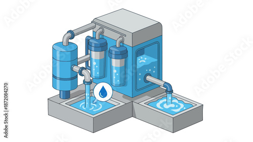 Water Purification System Illustration Detailed View.