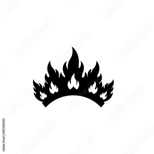 Dynamic silhouette of a burning crown emblem