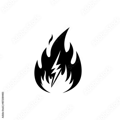 Electric Fire and Lightning Power Emblem Design