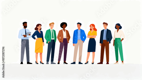 diverse group of business professionals standing