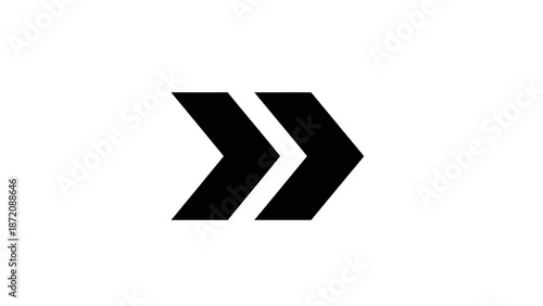 Modern black arrow symbol pointing to the right direction on a clean white background