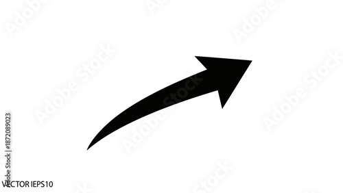 Black arrow pointing upwards and to the right in a vector illustration