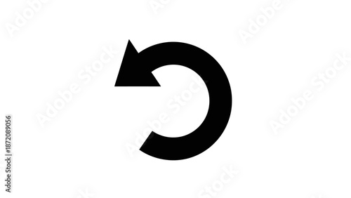 A black arrow in a circular motion on a white background viewed from directly above